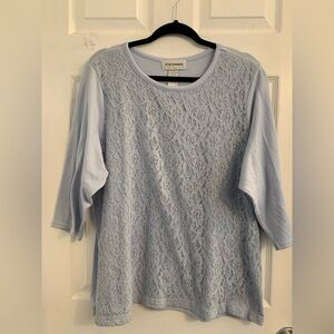 C.D. Daniels Women's plus Light Blue Lace Jersey Top. Size 1X $10
